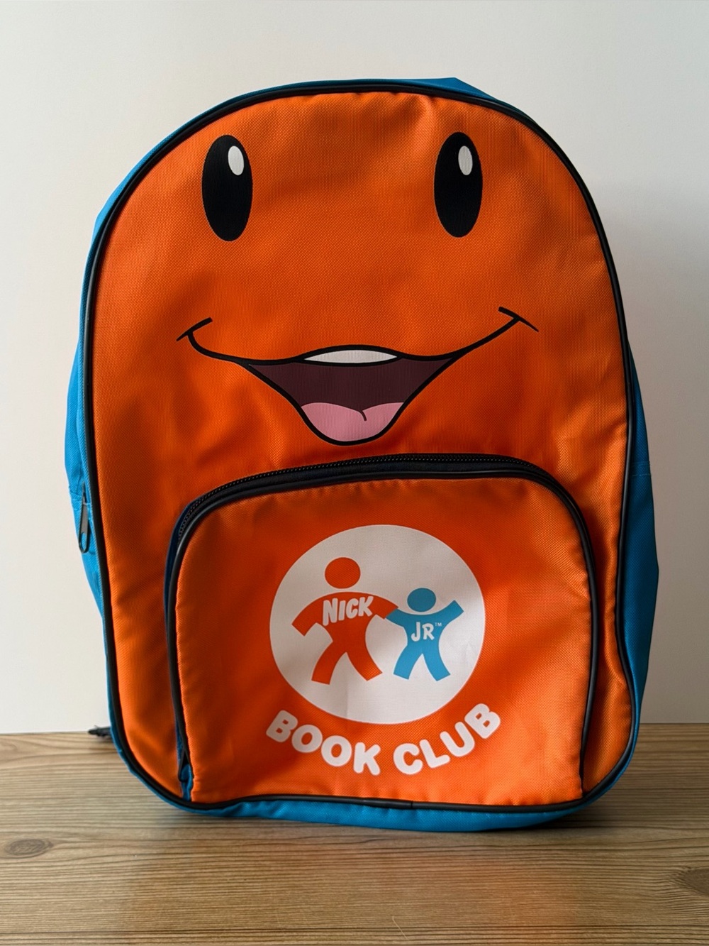 Vintage Nick Jr Book Club Face Backpack Orange Blue 90s Nickelodeon Retro Bag